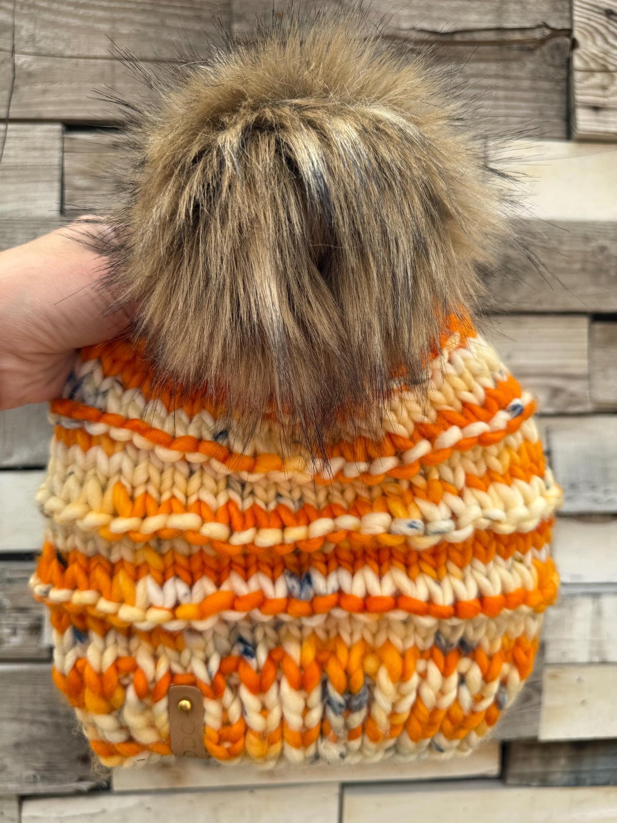 Orange multi color Knit luxury beanie, adult beanie, hat, winter toque, merino wool, adult medium, for her, handmade, gifts for her