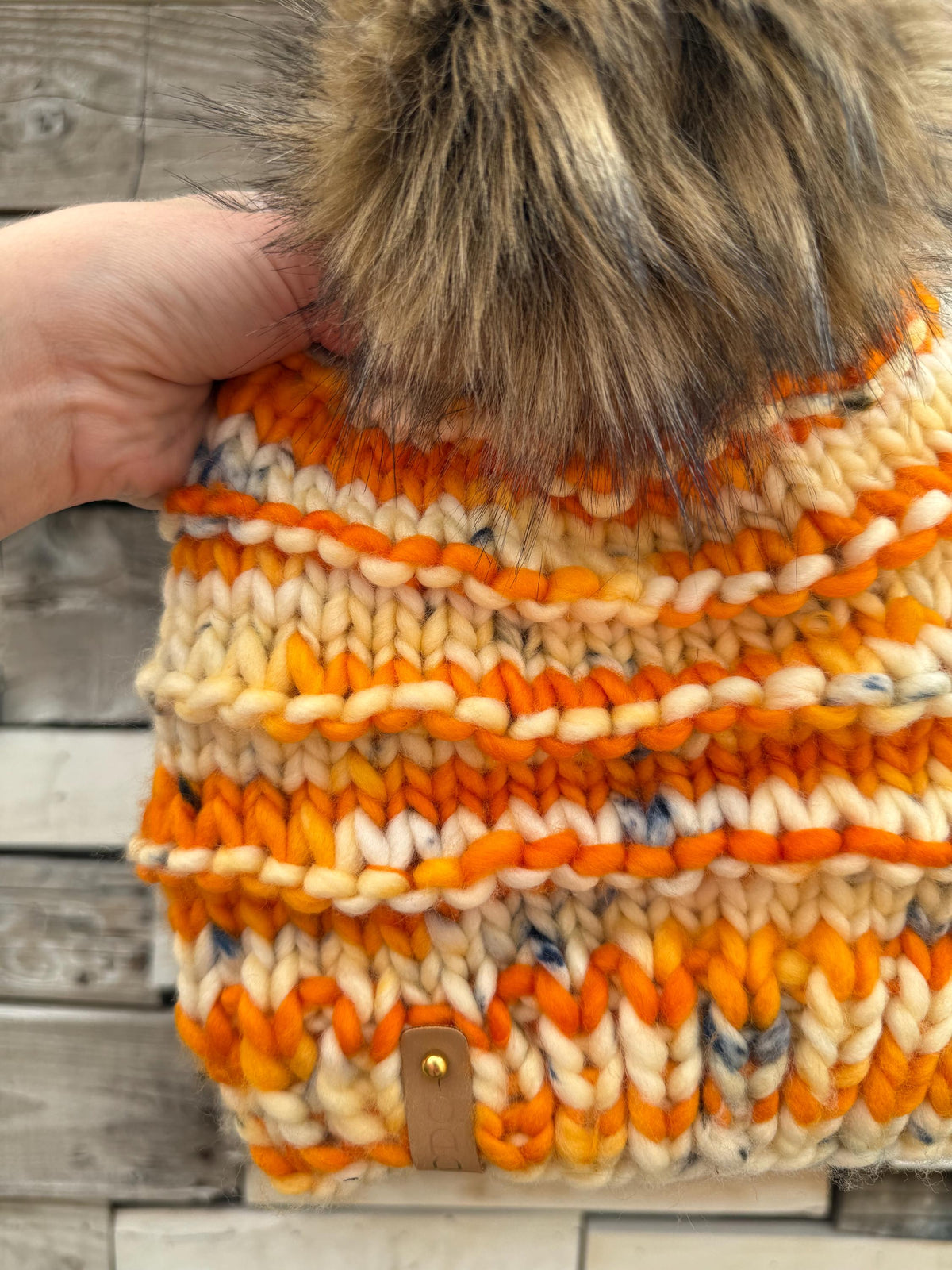Orange multi color Knit luxury beanie, adult beanie, hat, winter toque, merino wool, adult medium, for her, handmade, gifts for her