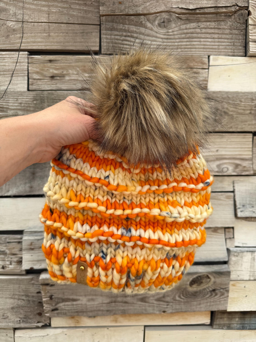 Orange multi color Knit luxury beanie, adult beanie, hat, winter toque, merino wool, adult medium, for her, handmade, gifts for her