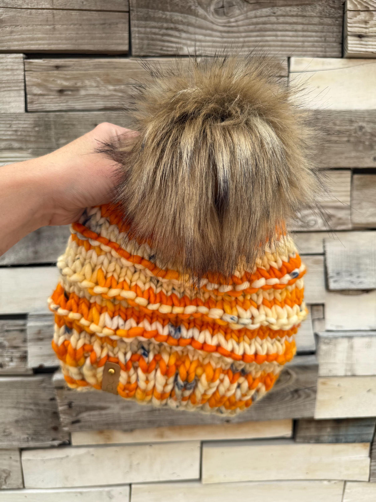 Orange multi color Knit luxury beanie, adult beanie, hat, winter toque, merino wool, adult medium, for her, handmade, gifts for her
