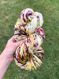 Bramble hand dyed super bulky merino wool, size 6 green gold purple, autumn fall natural, speckled, solid, multicolor, indie dye, superwash