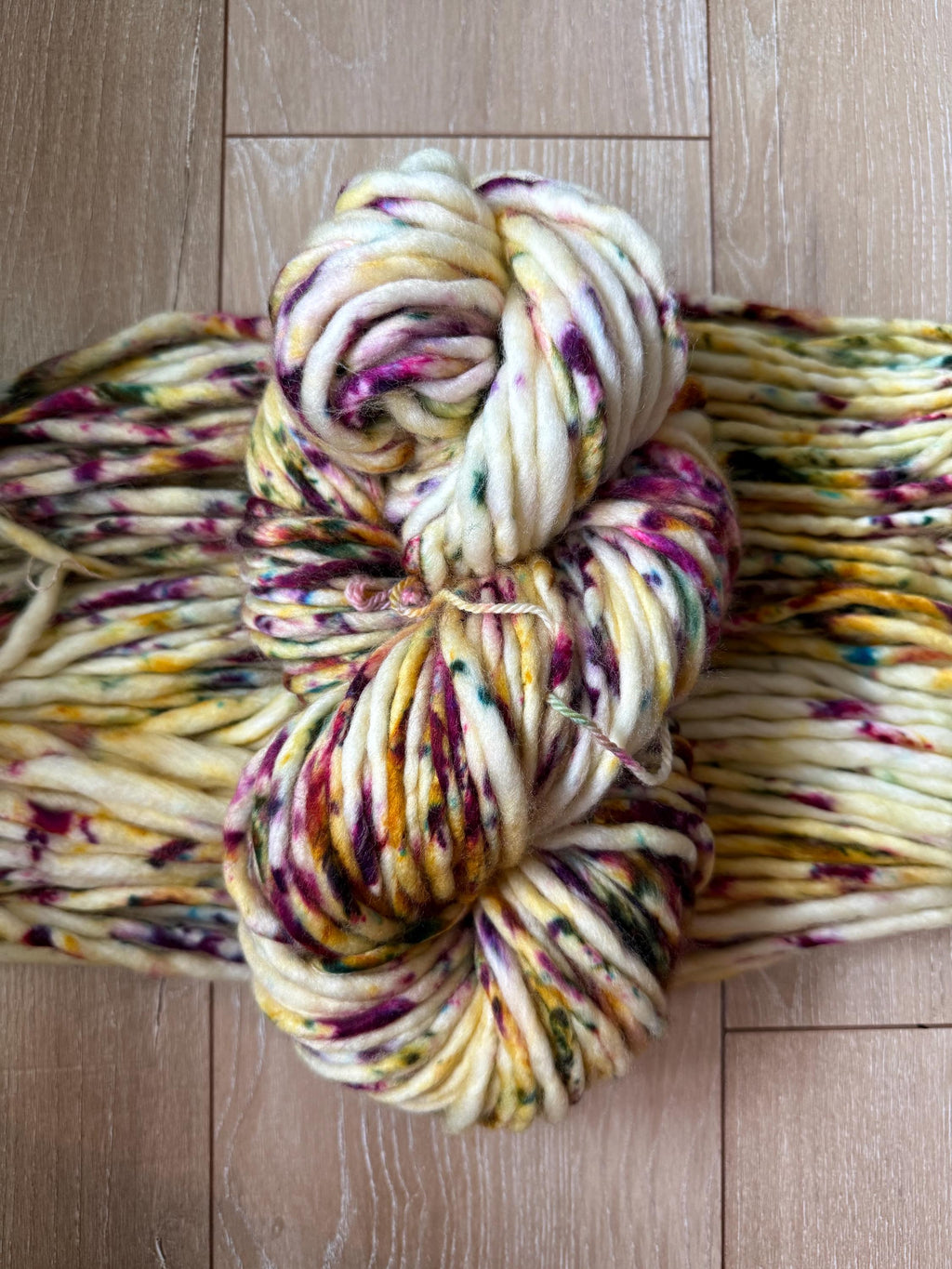 Bramble hand dyed super bulky merino wool, size 6 green gold purple, autumn fall natural, speckled, solid, multicolor, indie dye, superwash