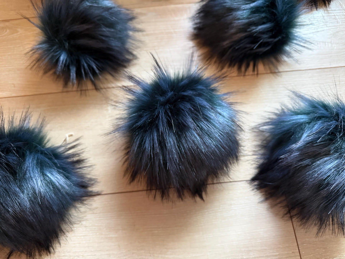 Inkwood luxe Pom, faux fur for knit and crochet beanies, toque topper, winter hat, small medium large mini, for adult baby child