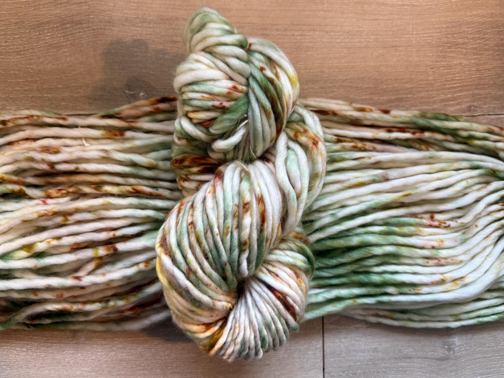 Sun petals Hand dyed super bulky merino wool, 98 yards, 150 grams, size 6 weight, brown tan natural, speckled, solid, multicolor, indie dye