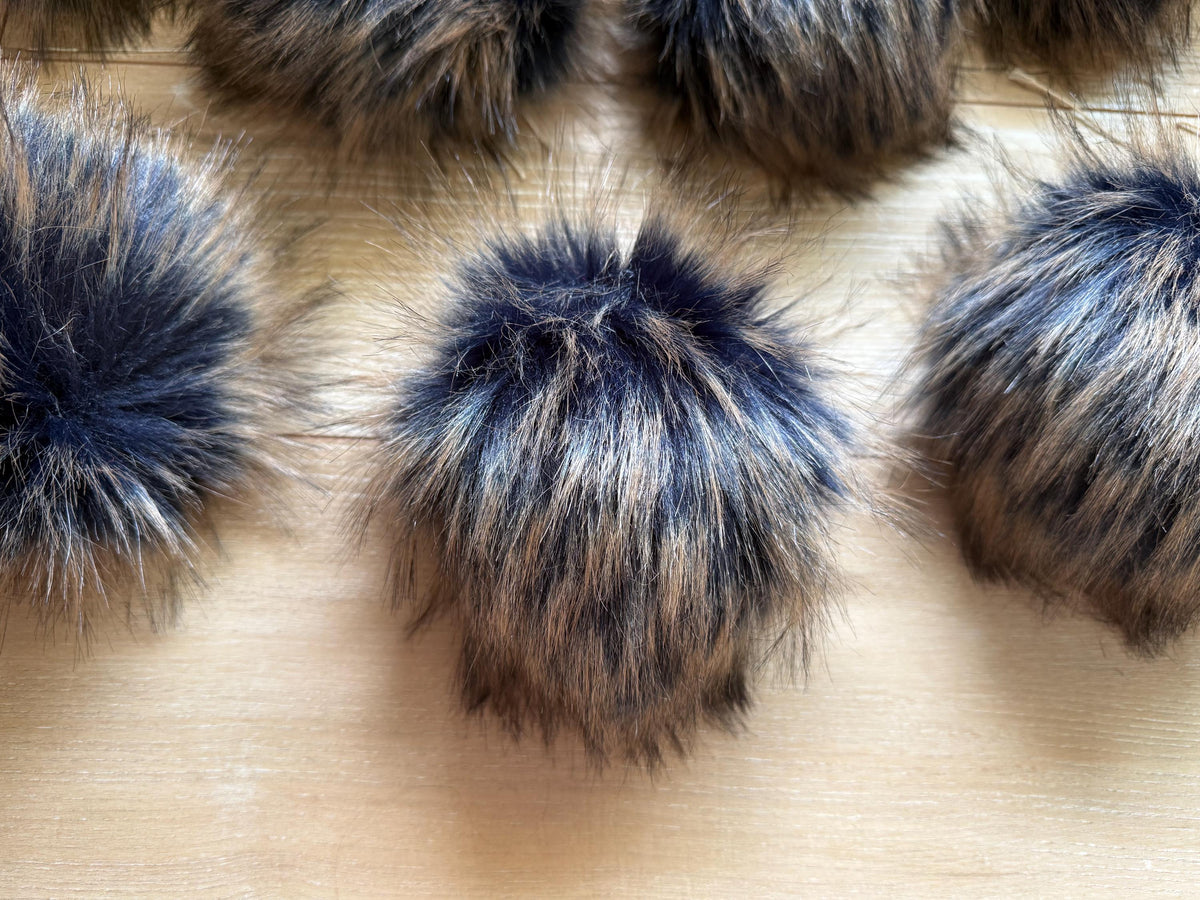 Starry night luxe Pom, faux fur for knit and crochet beanies, toque topper, winter hat, small medium large mini, for adult baby child