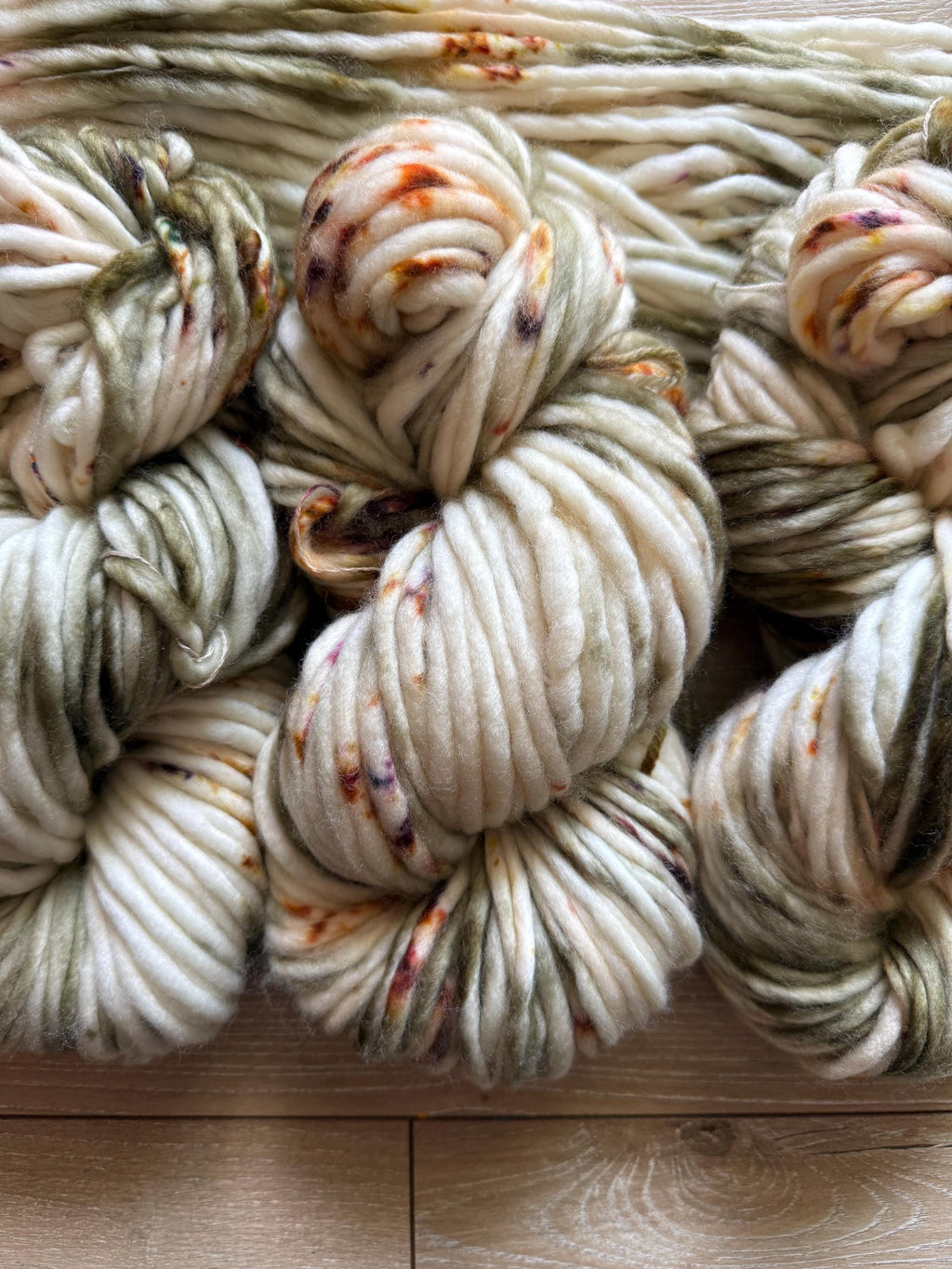 Spiced olive hand dyed super bulky merino wool, size 6 green gold purple, autumn fall natural, solid, multicolor, indie dye, superwash