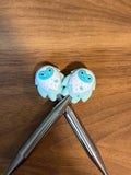 Needle stoppers, stitch stopper for knitting needles, Christmas yeti