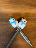Needle stoppers, stitch stopper for knitting needles, Christmas polar bear