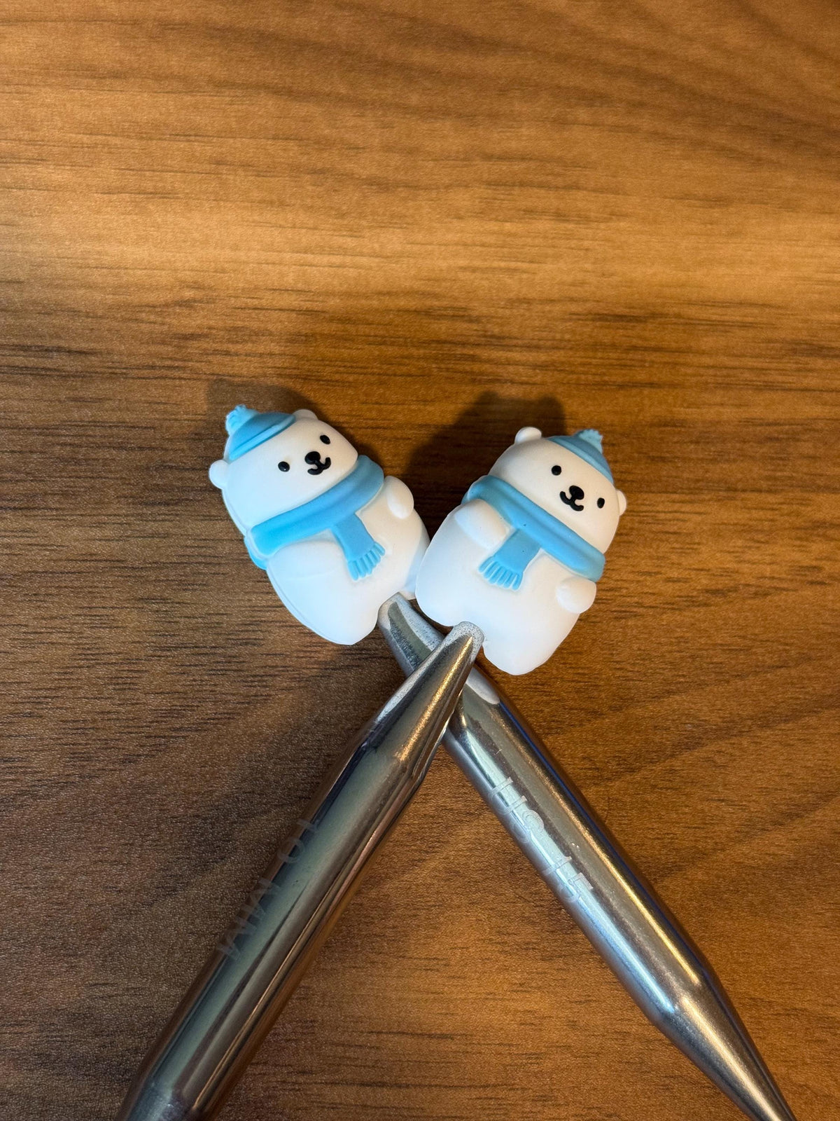 Needle stoppers, stitch stopper for knitting needles, Christmas polar bear