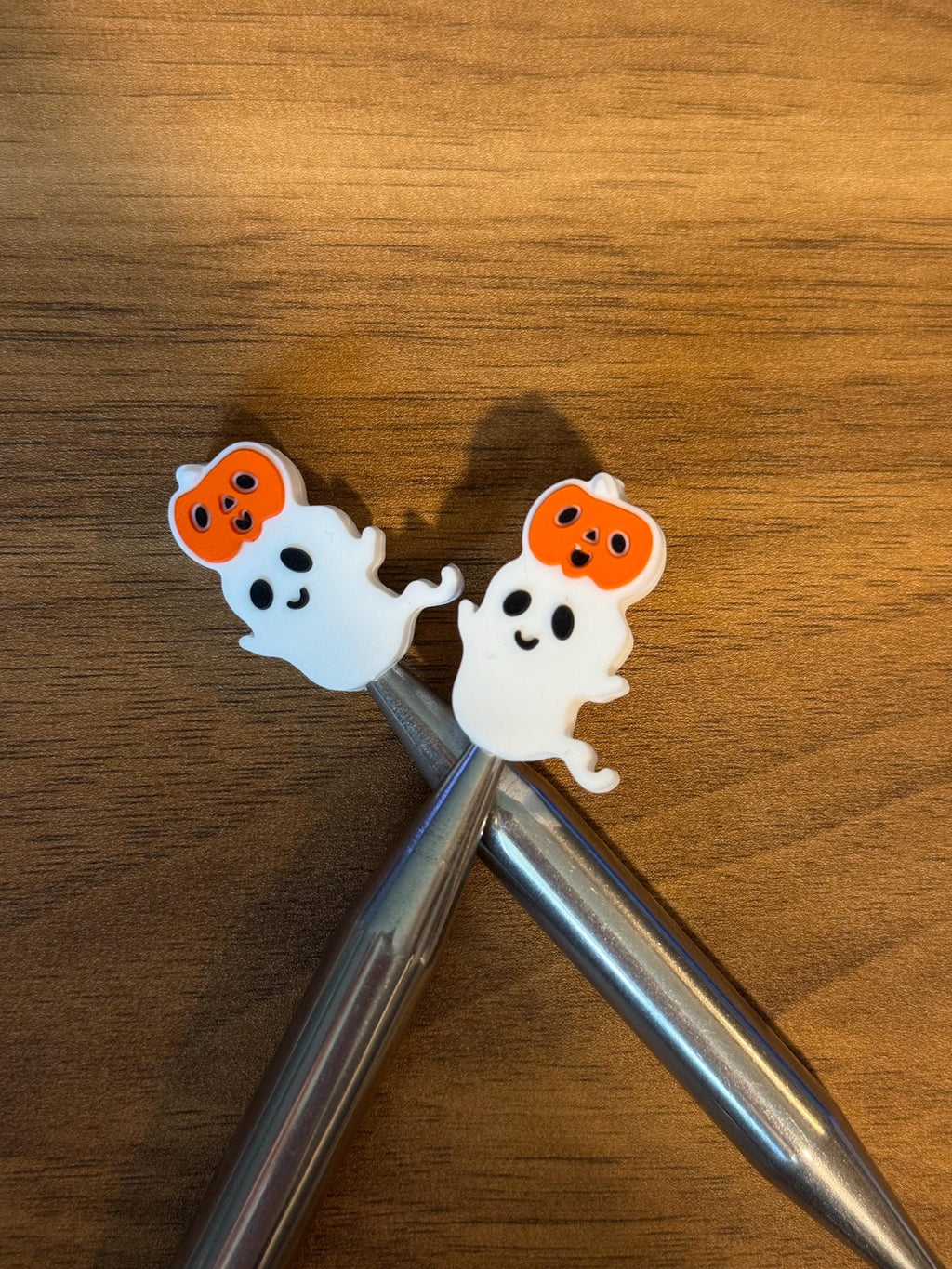 Needle stoppers for knitting needles, Halloween, ghost