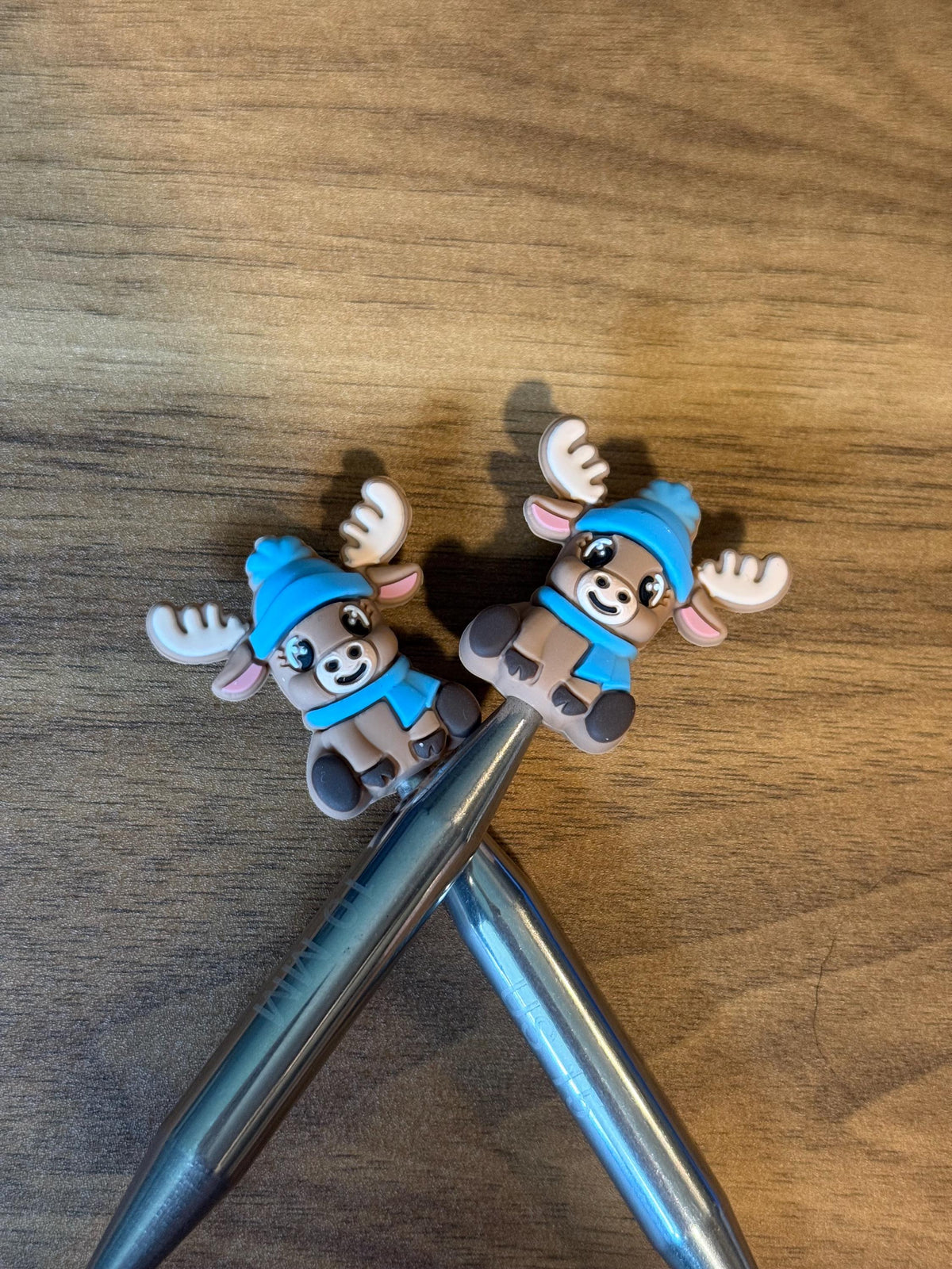 Needle stoppers, stitch stopper for knitting needles, Christmas moose
