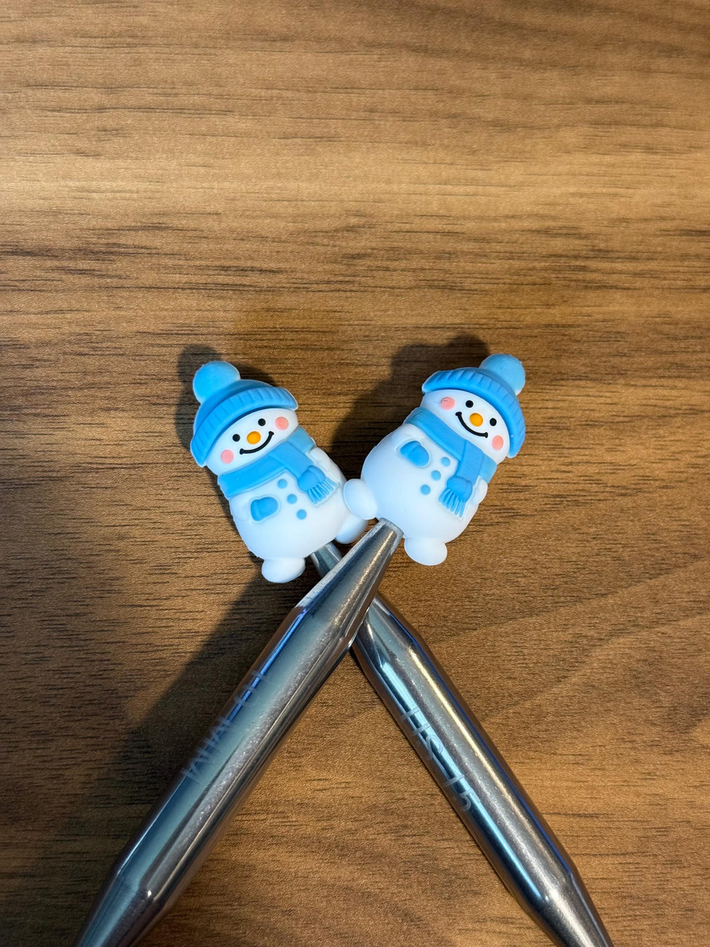 Needle stoppers, stitch stopper for knitting needles, Christmas snowman