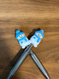 Needle stoppers, stitch stopper for knitting needles, Christmas snowman