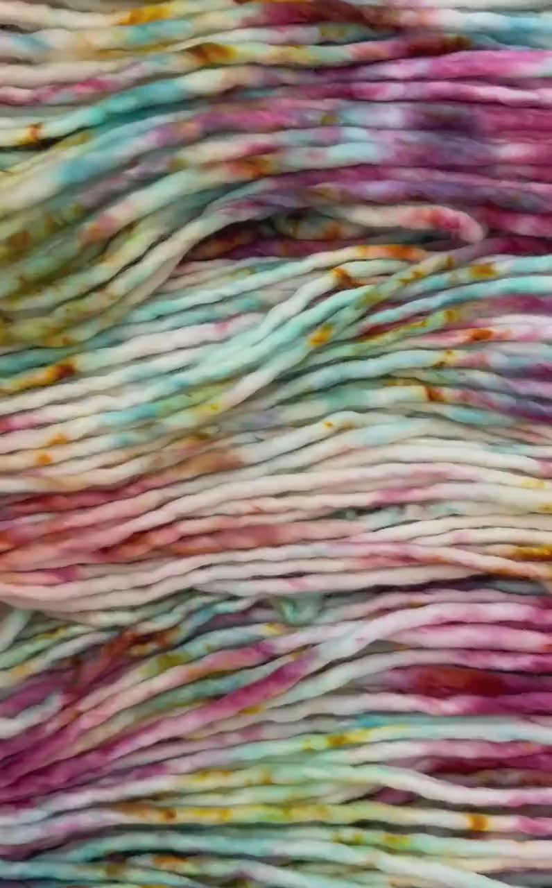 Peacock Hand dyed super bulky merino wool, size 6, 98 82 yards, natural purple teal solid, multicolor, indie dye, superwash