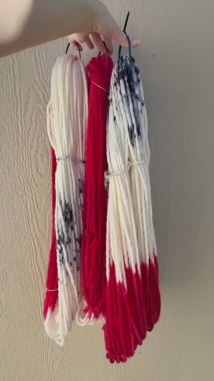 Winter berries and dyed super bulky merino wool, size 6 black red, fall natural, speckled, solid, multicolor, indie dye,