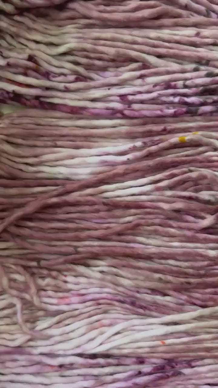 Velvet hand dyed super bulky merino wool, size 6 purple brown natural, speckled, solid, multicolor, indie dye, superwash