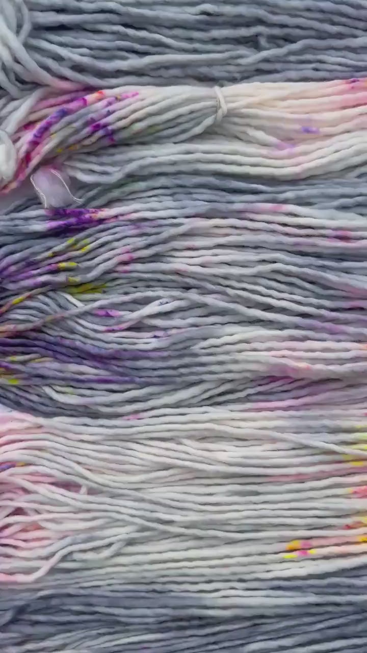 Neon smoke bulky hand dyed  bulky merino wool, 109 yard, 5 weight, semi solid, multicolor, indie dye, superwash